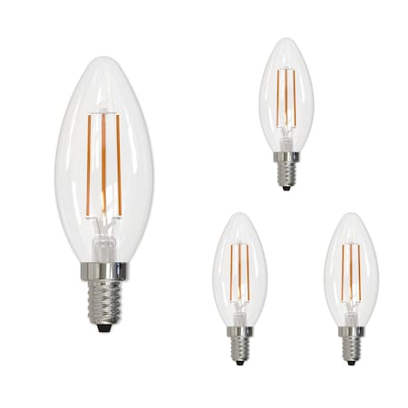 5 Watt Dimmable LED B11 Filament In Clear Glass Finish With Candelabra E12 Base,4 PK